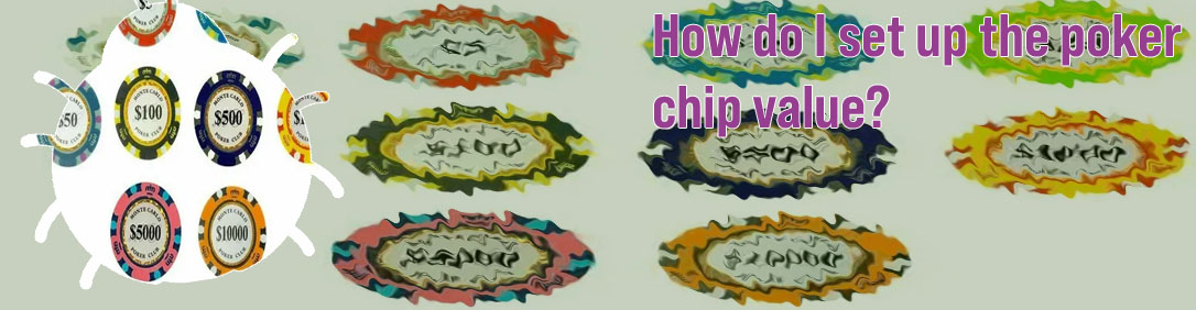 Poker chips set with denominations